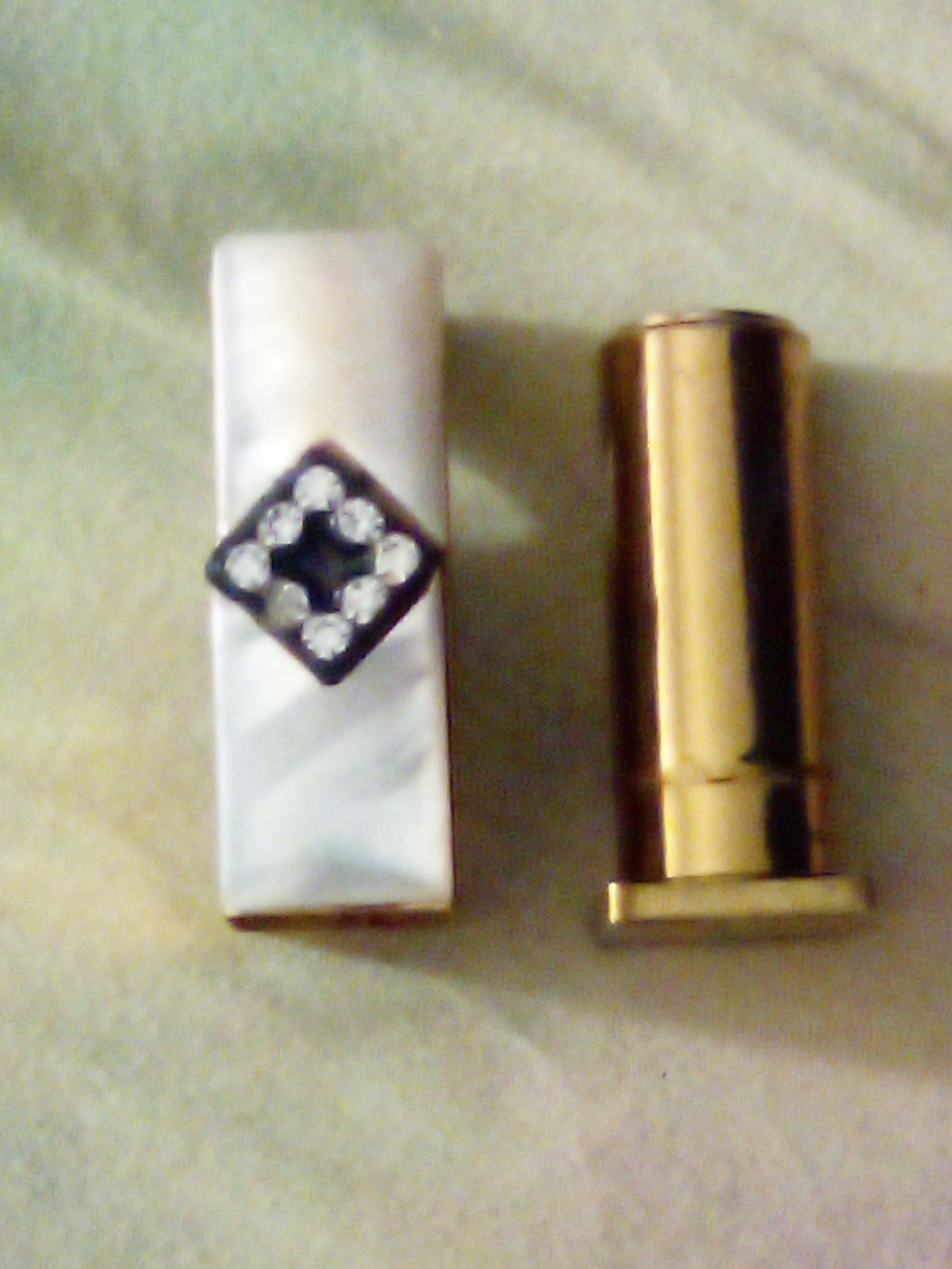 Mother of Pearl & Gold Tone Decorative Lipstick Case